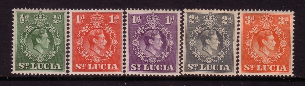 St LUCIA....  1938  ½d, 1d both, 2d, 3d mint all perf 14½x14