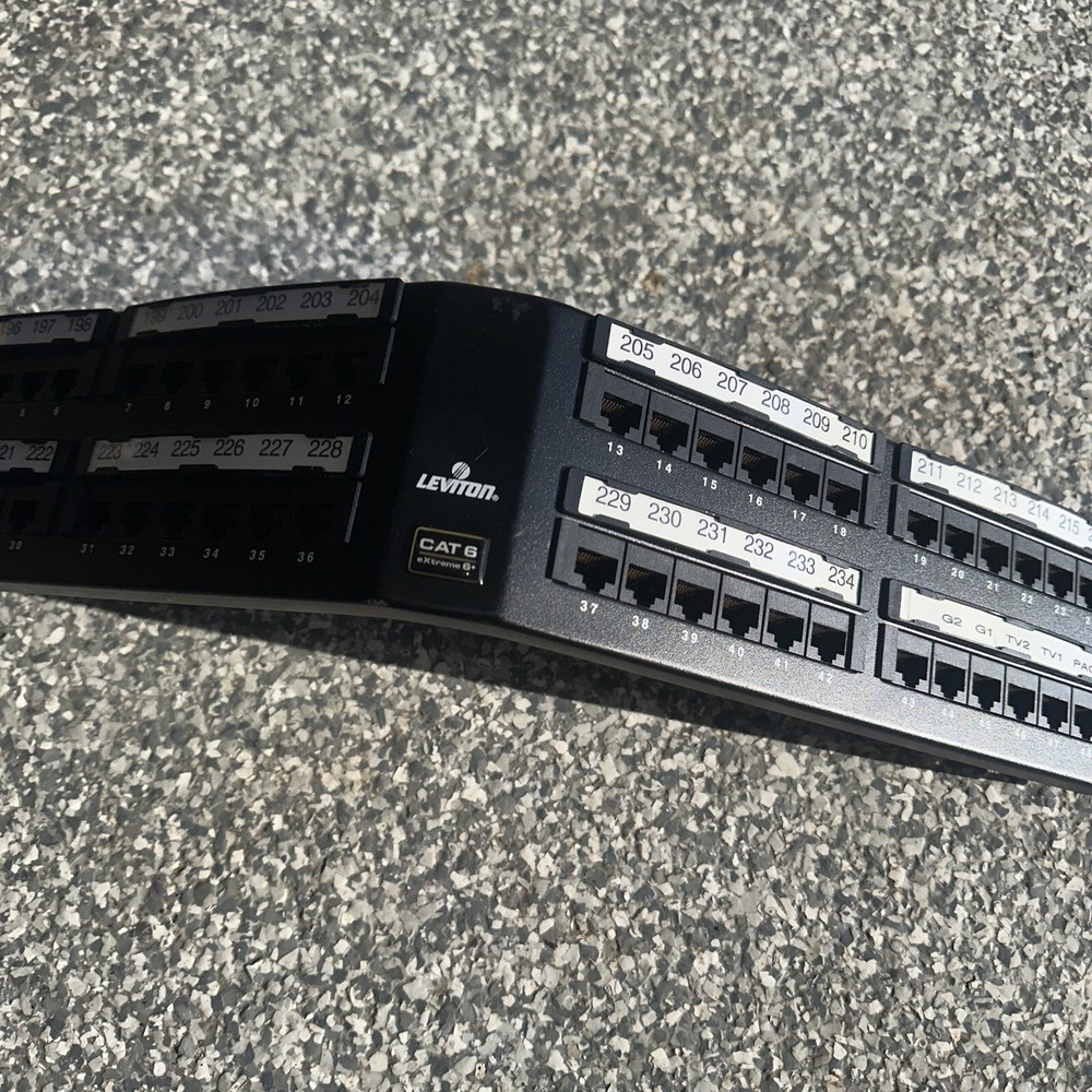 Leviton CAT 48 Port Angled Patch Panel w/ Cat 6A+ Plugs