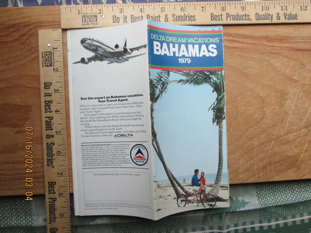 Delta dream vacations Bahamas 1979 brochure