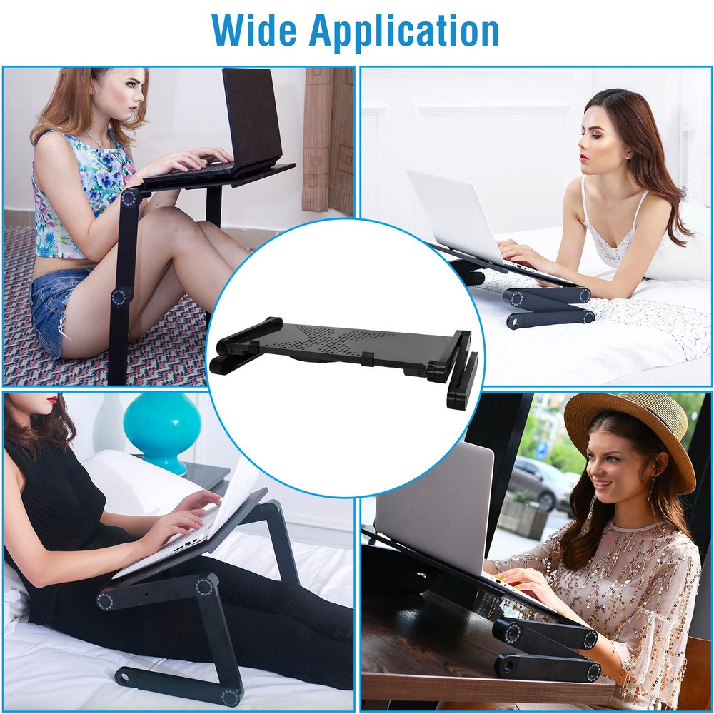Folding Laptop Table Computer Desk Stand Bed Sofa w/Mouse Pad Adjustable Legs
