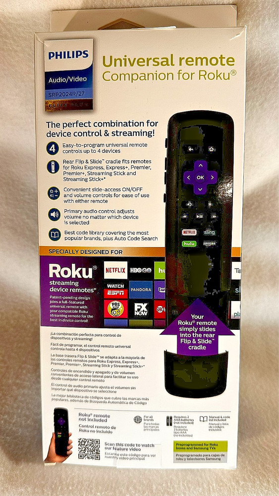 Philips Elite Plus SRP2024R/27 Four Device Universal Remote Control For Roku