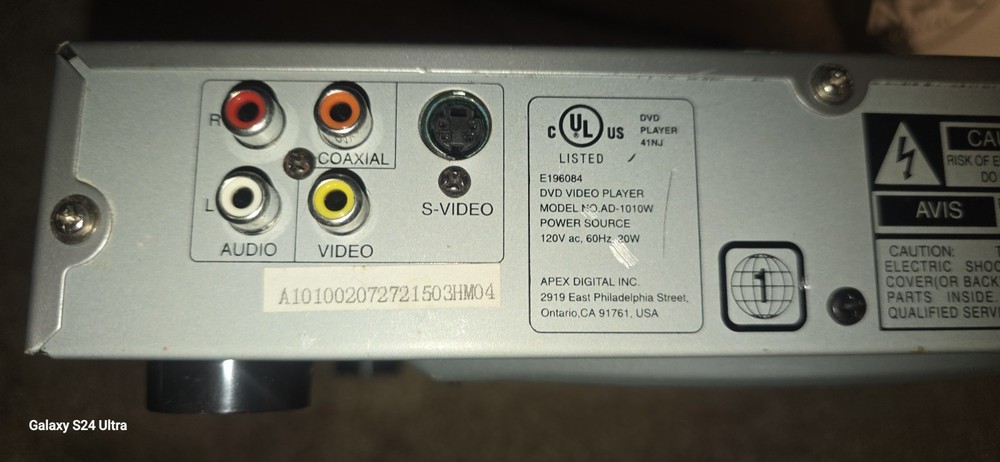 APEX AD-1010W DVD Player No Remote - Tested