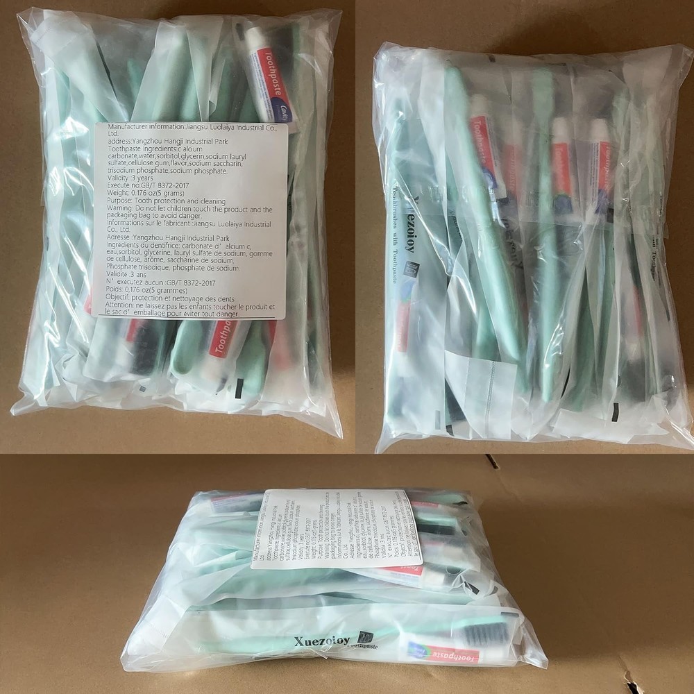 Disposable Toothbrushes with Toothpaste,30 Pack Green Individually Wrapped Di...