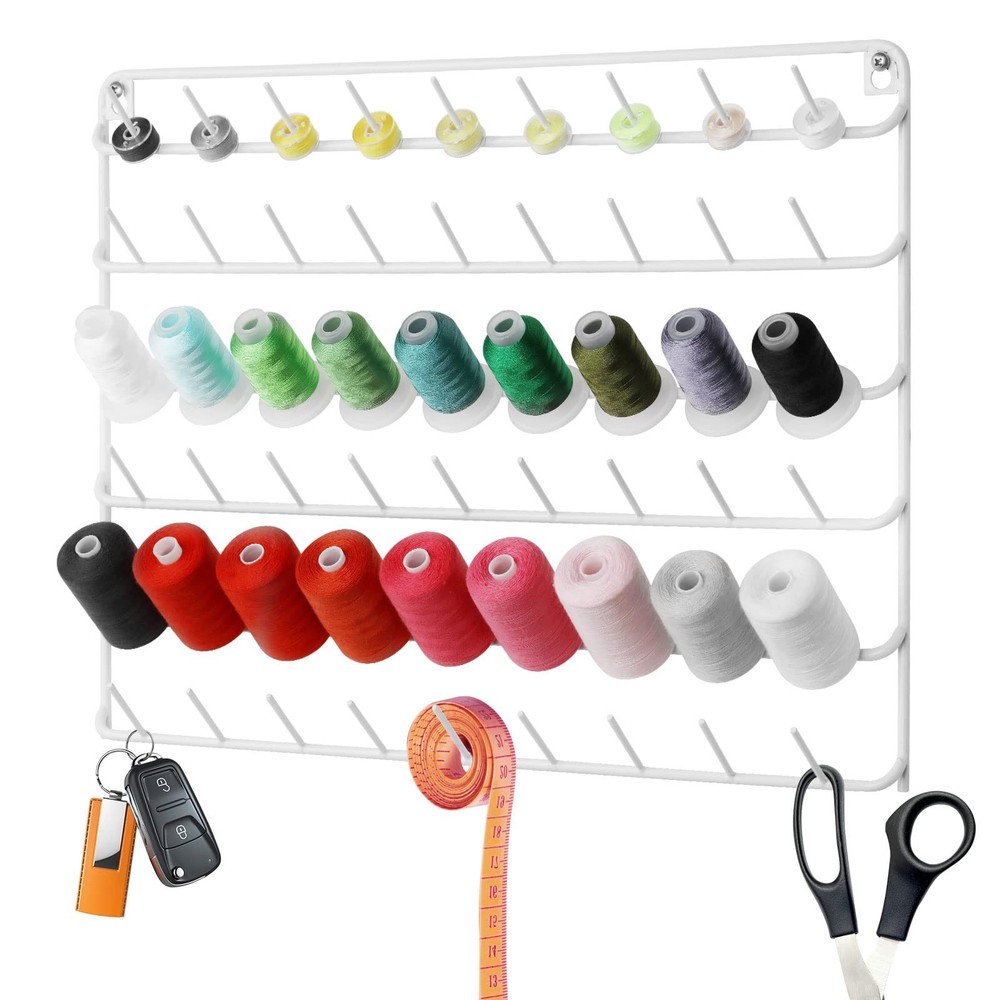Thread Holder Wall 54-spool Sewing Thread Rack Wall Mount Embroidery Thread H...