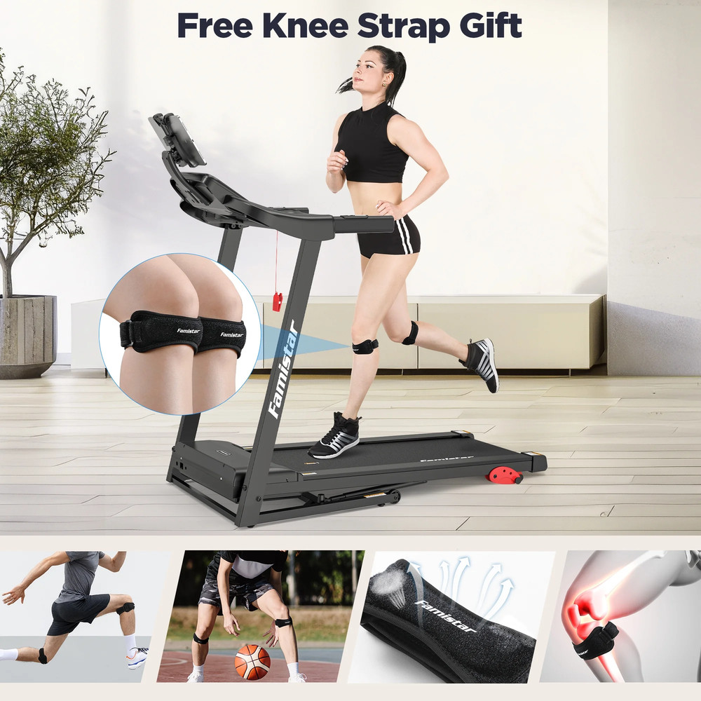Compact Electric Folding Treadmill with Adjustable Incline and Bluetooth Connect