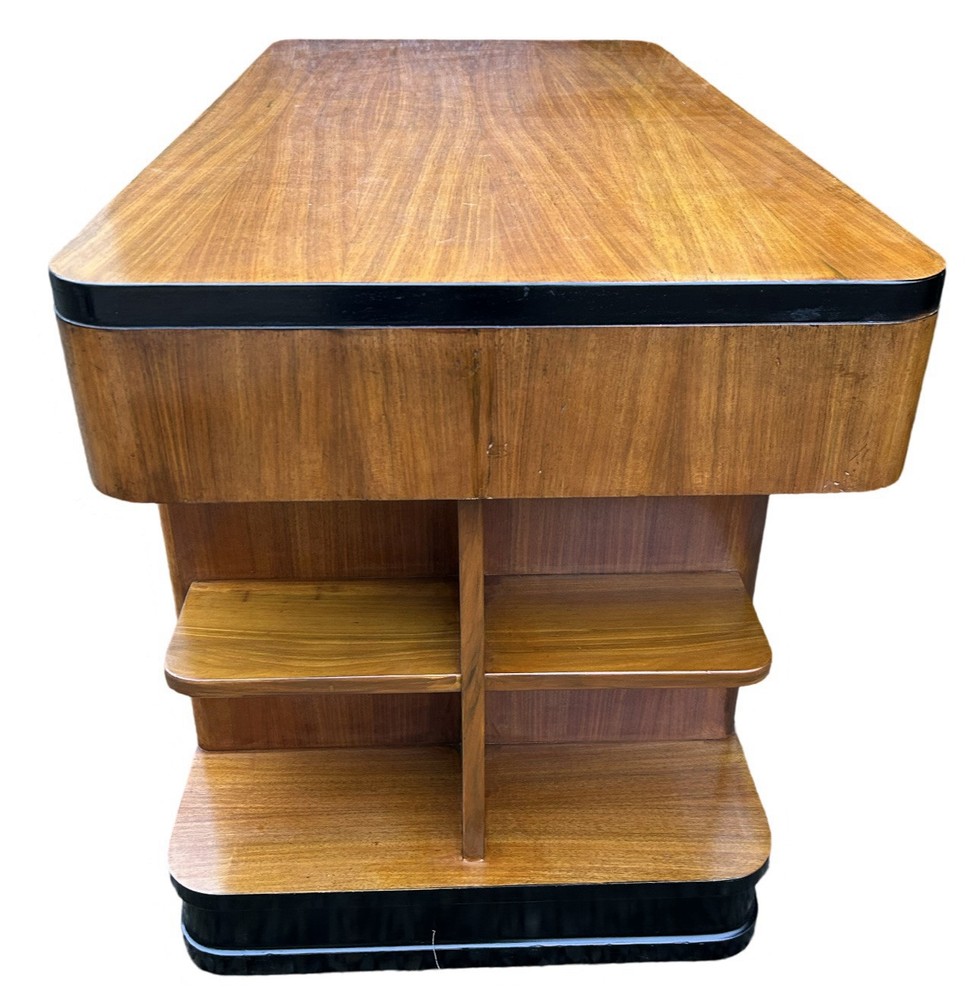 Art Deco blonde Walnut Desk
