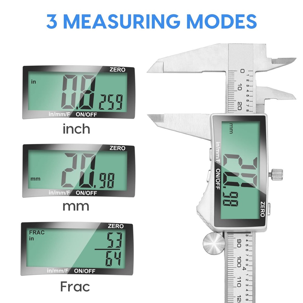 Digital Caliper, 6 Inch Caliper Tool with Extra Large LCD Screen, Auto-Off Fe...