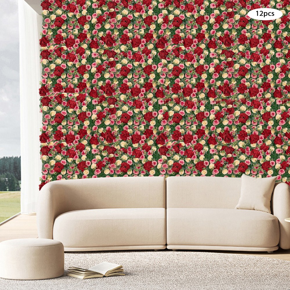 12* Rectangular Flower Walls Silk&Plastic Flower Wall Backdrop Artificial Decor