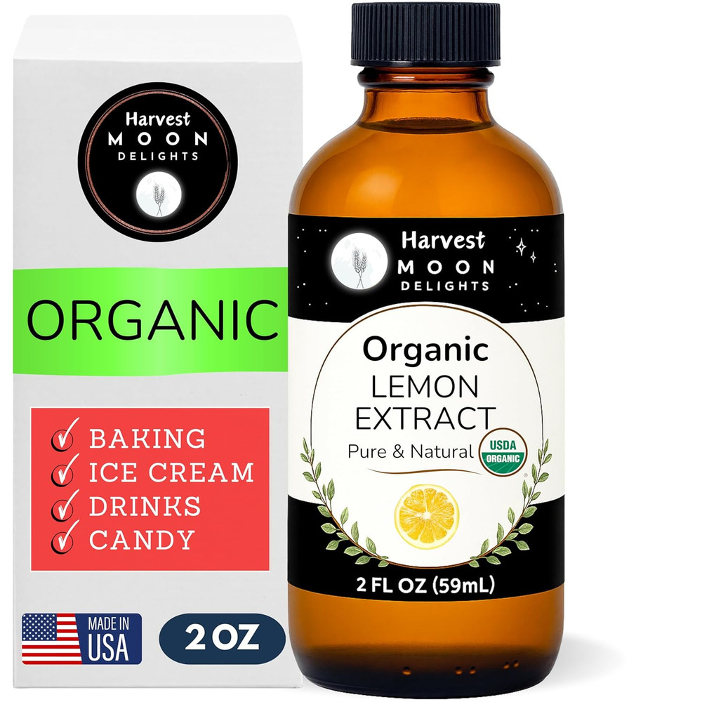 Organic Lemon Extract for Baking, Ice Cream, Drinks, and Candy - 2 Oz - Water-So
