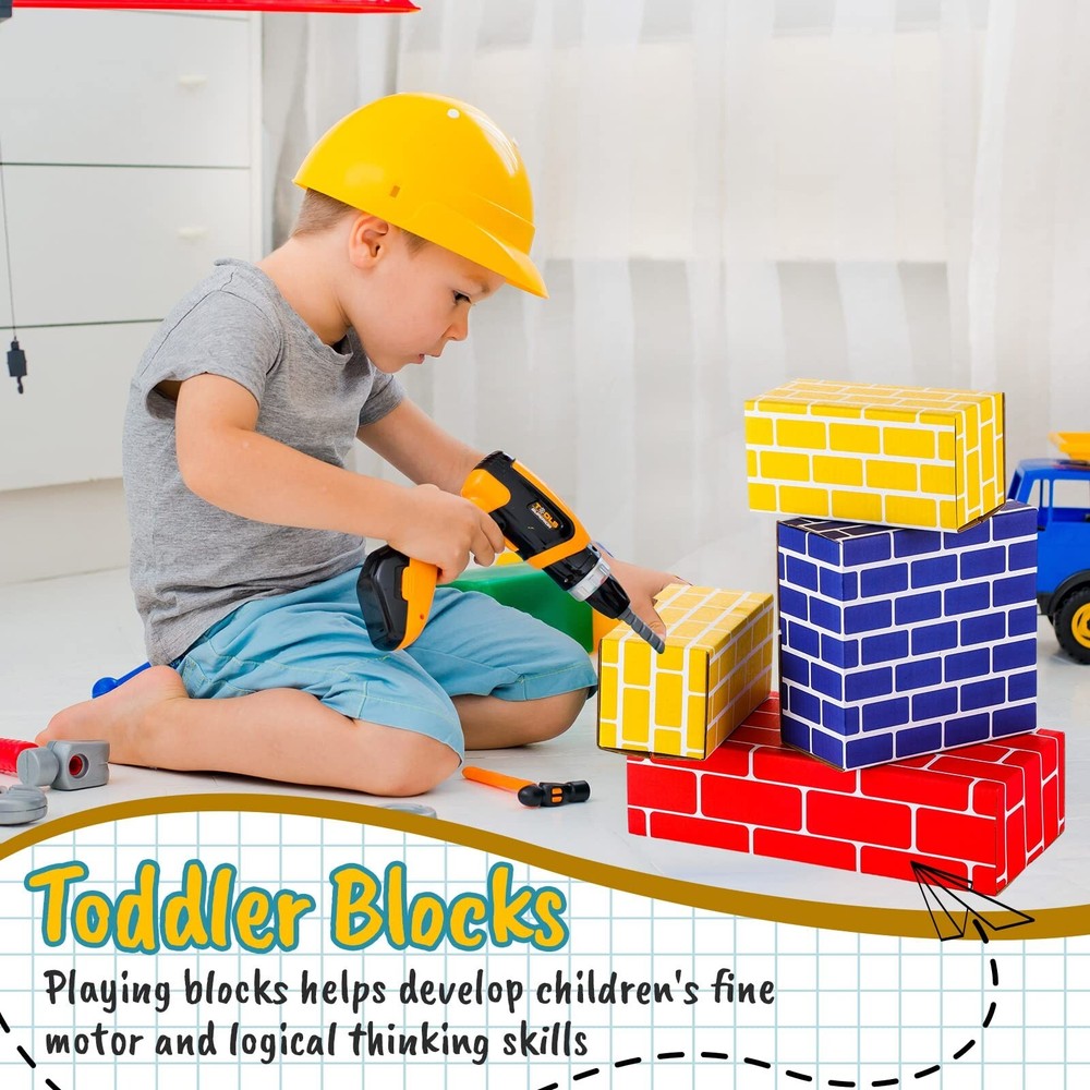 Junkin 80 Pack Cardboard Building Blocks Cardboard Bricks for Kids, Stacking ...
