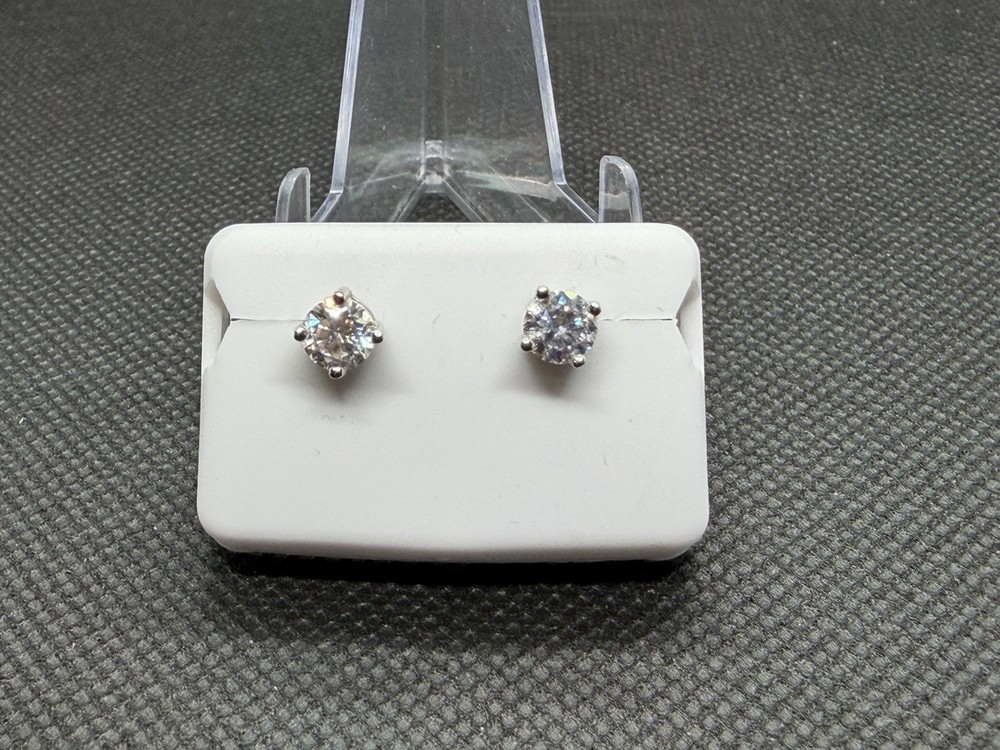 Solid 925 Sterling Silver Moissanite Stud Earrings 1.0ctw
