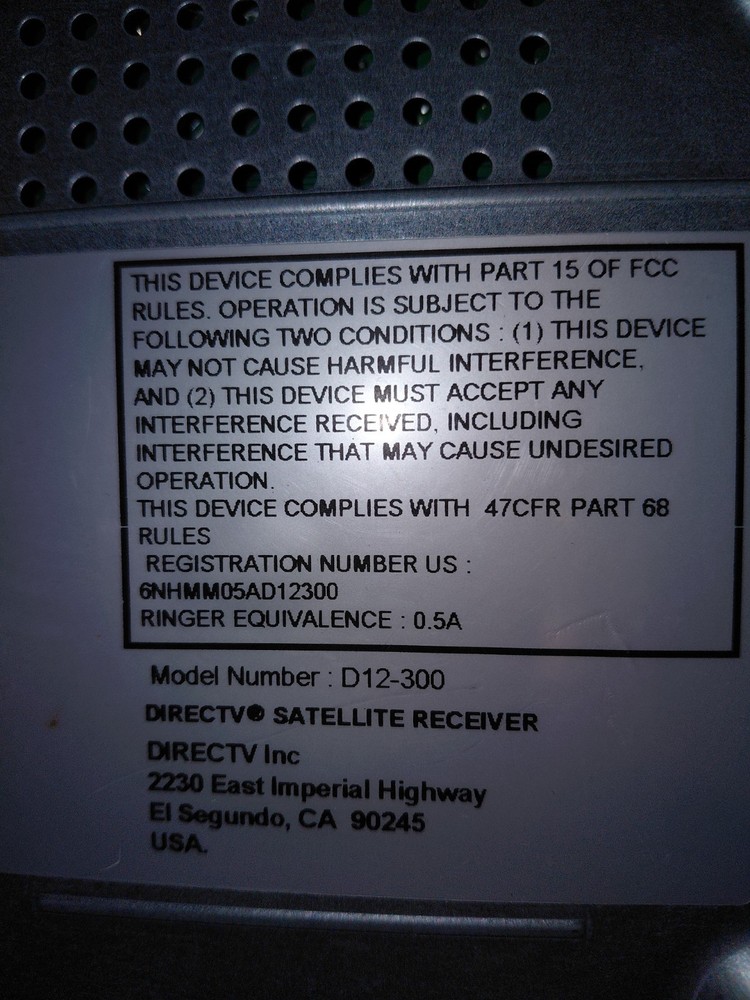 DIRECTV D12 TV Receiver