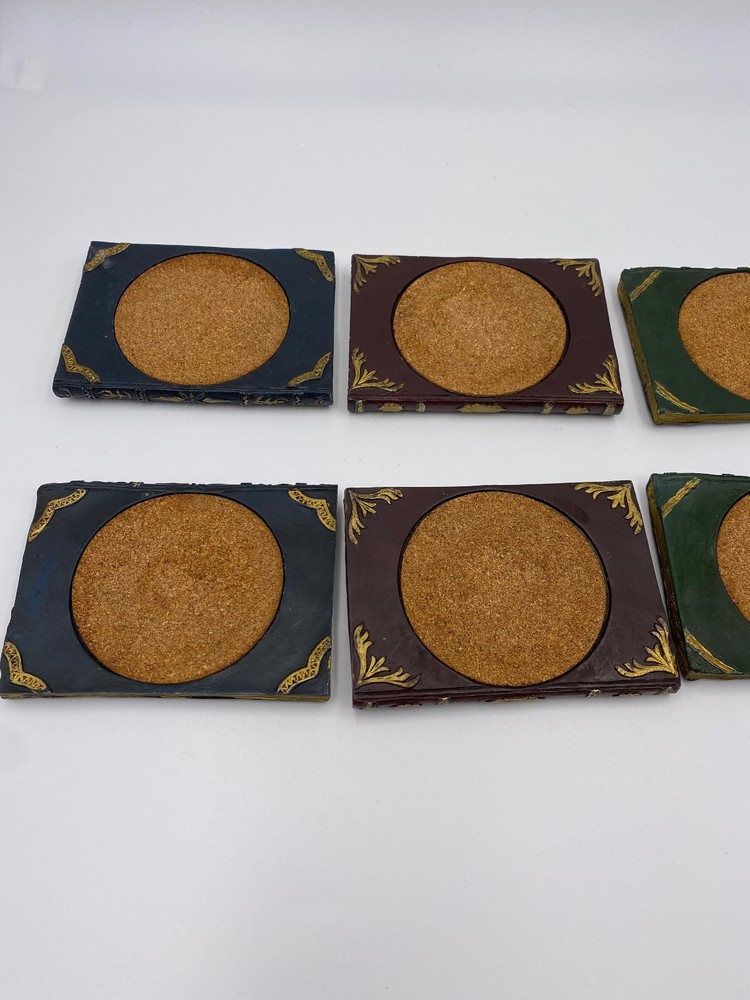 Decorative Resin Cork Library Coaster Set