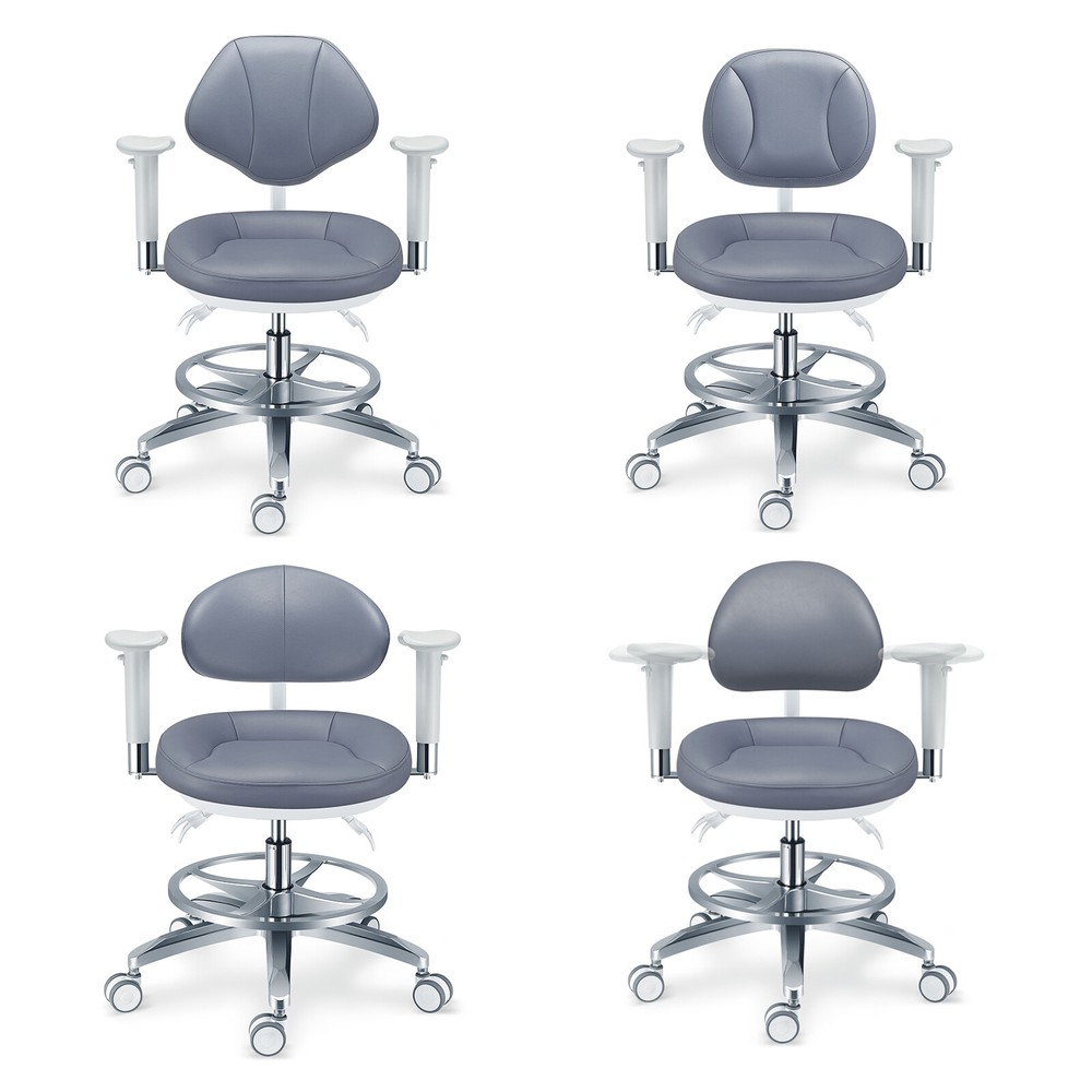 Dental Mobile Microscope Hygiene Chair Operator Stool with Armrest PLST-084