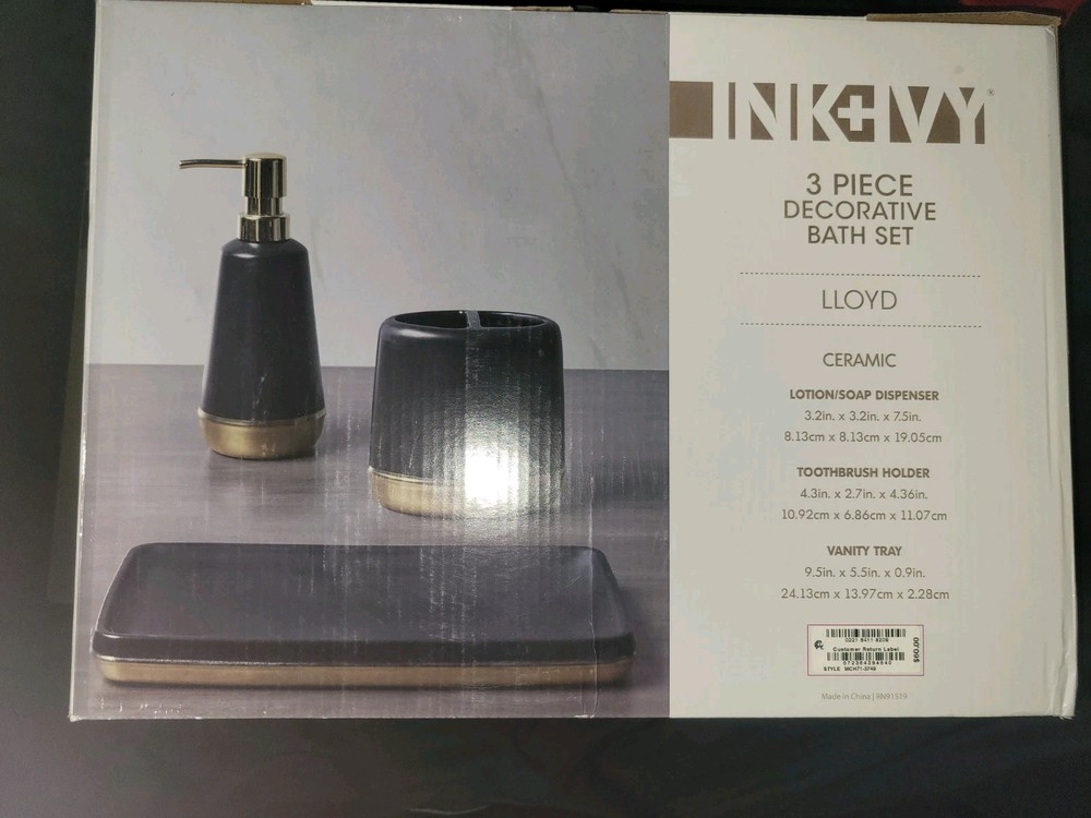 Ink +ivy 3 Piece Decorative Bath Set