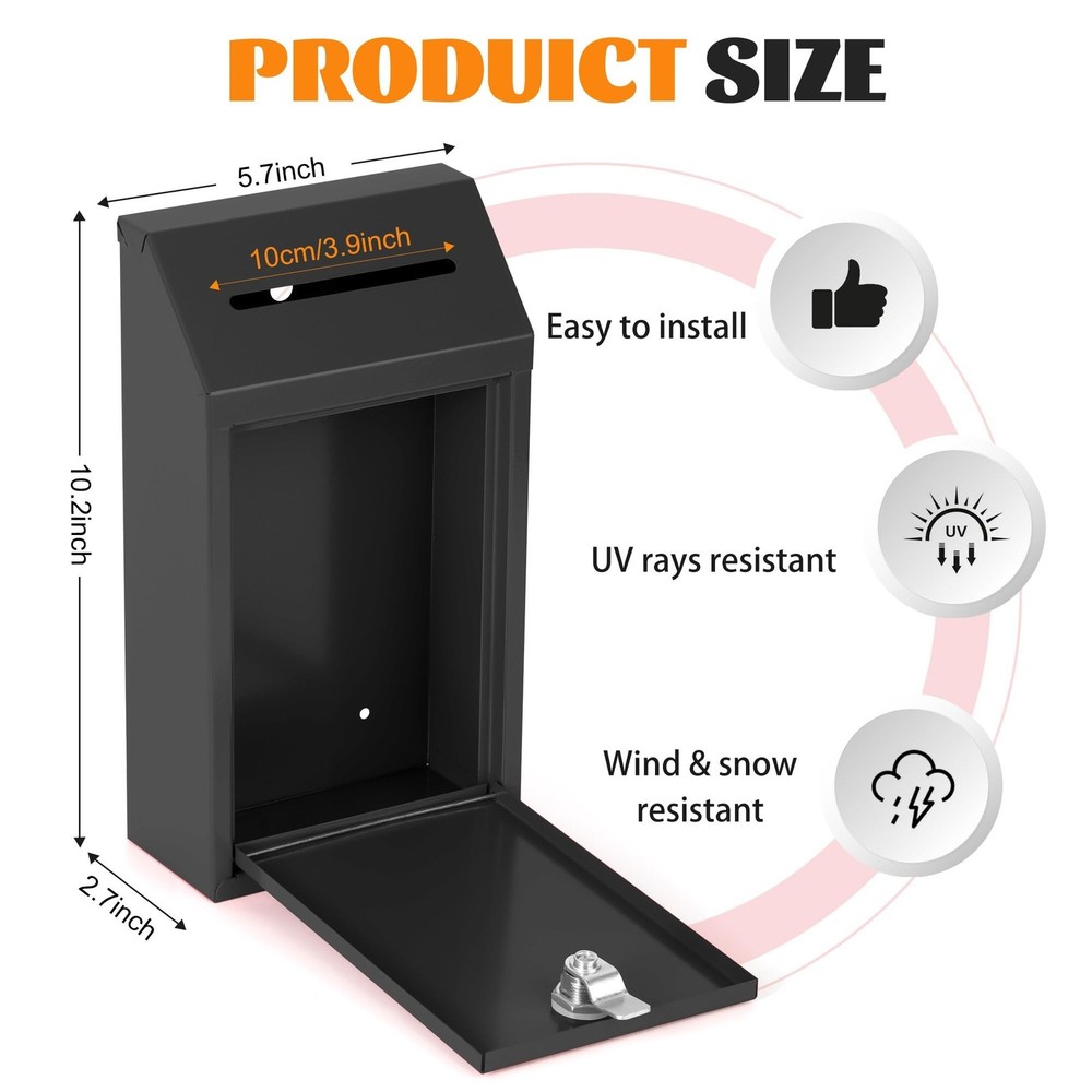 Metal Locking Mailbox Wall Mounted RustMail Case Lockable Mail Letterbox Sugg...