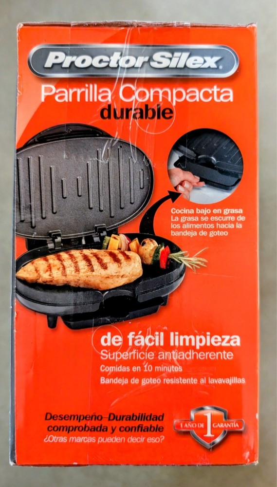 Proctor Silex Compact Indoor Electric Grill • Model 25218P • Nonstick • New