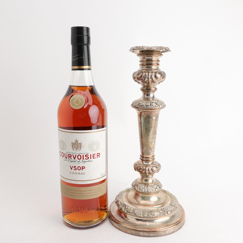 Old Sheffield Plate 11 1/4" Pair Shell & Cornucopia Decorated Candlesticks