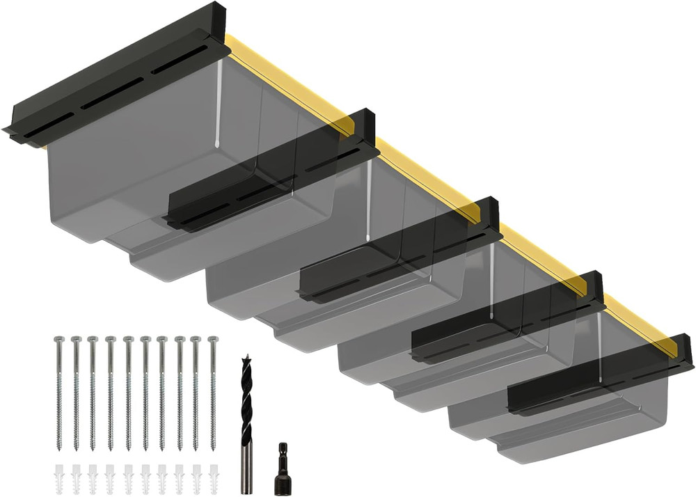 Overhead Garage Storage Rack 4-Bin, Heavy Duty Ceiling Racks W/ 400 LBS Load Cap