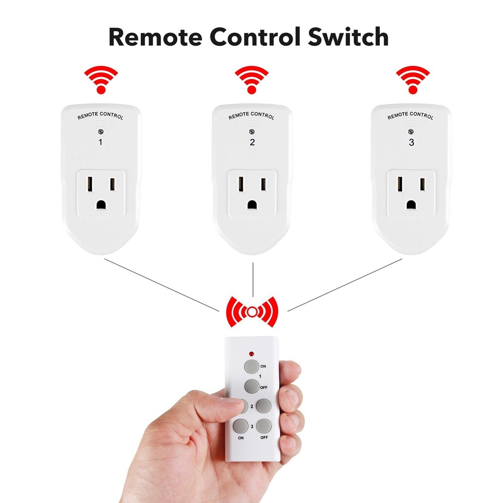 BN-LINK Wireless Remote Control Outlet Electrical Switch for 1 Pack, White