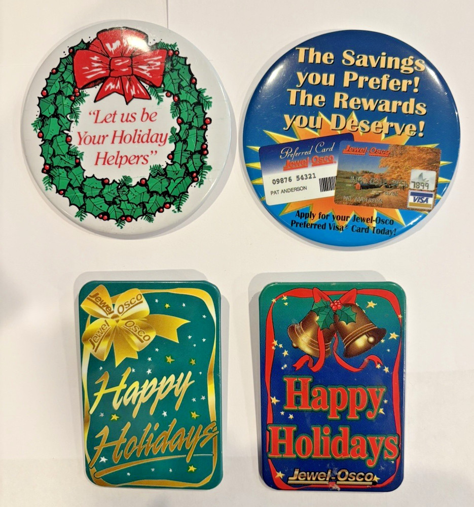 Vintage Jewel - Osco Pin Back Buttons - Four Different