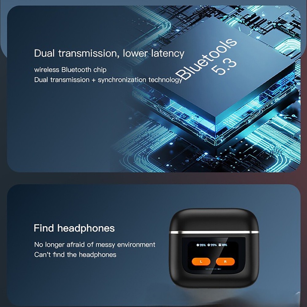 TWS Smart Touch Screen Earbuds Wireless Bluetooth Headphones Headset Mic Stereo