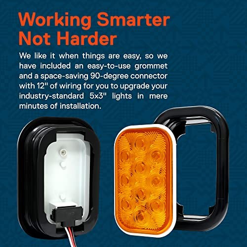 TRUE MODS 2pc 5x3 3x5 Inch Rectangle LED Trailer Tail Light Kit 2 Pack Amber