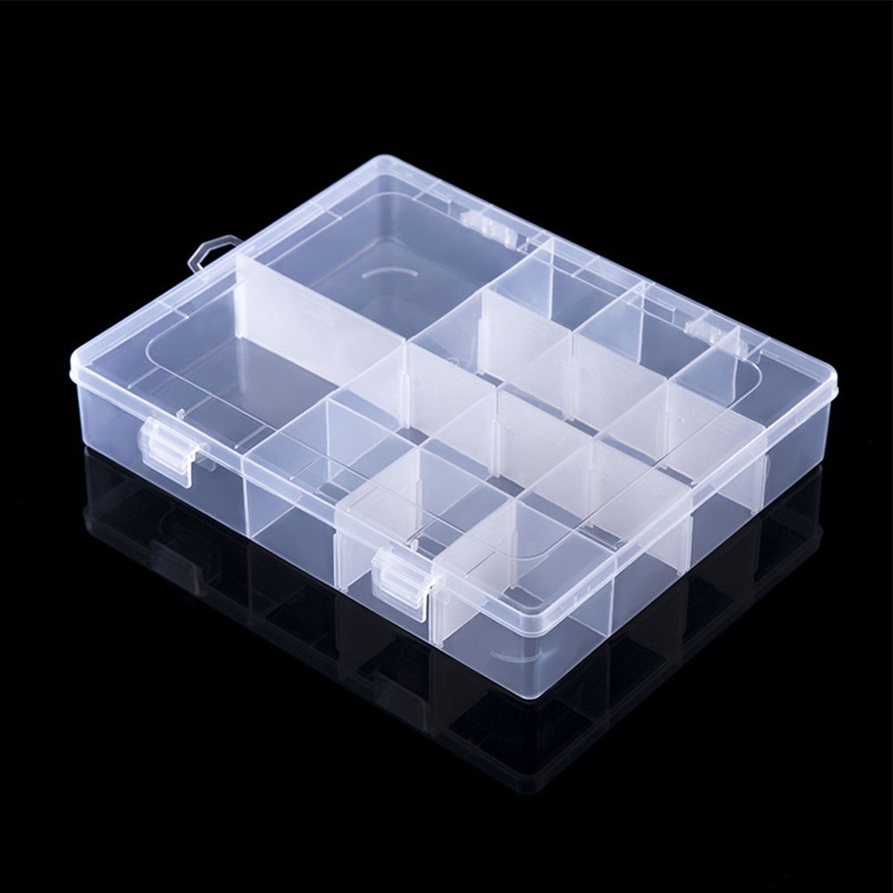 Adjustable Plastic Screw Holder Case Organizer with 14 Compartments Storage Box