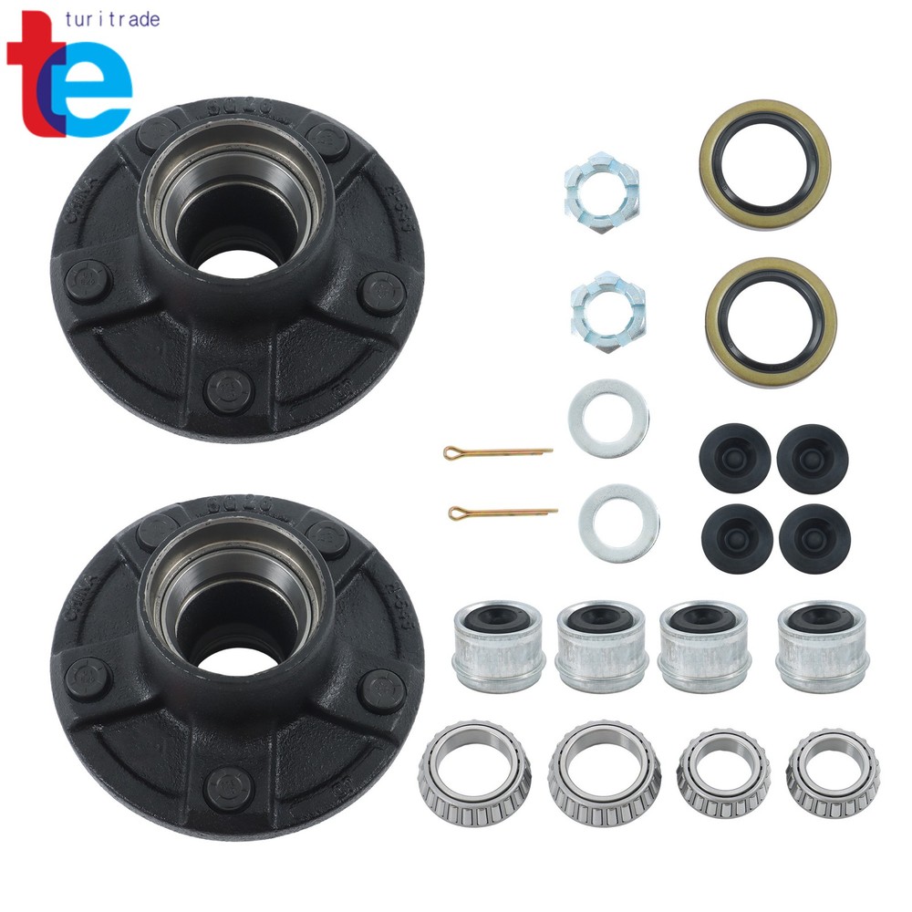 For 5x5'' Hub Kit for 3500 lbs Axle 2 Sets 5 on 5'' Trailer Hub Kit