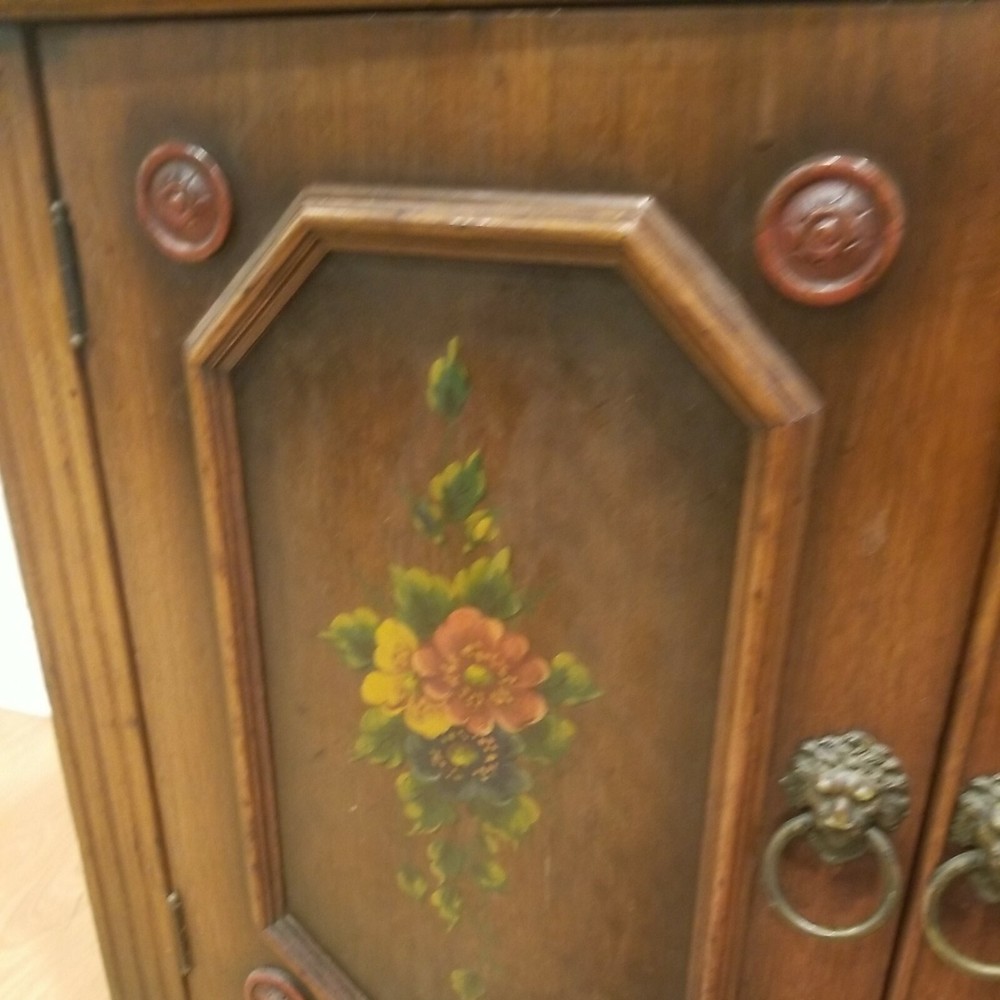 Antique Commode with Black Marble Top and Server Drawer
