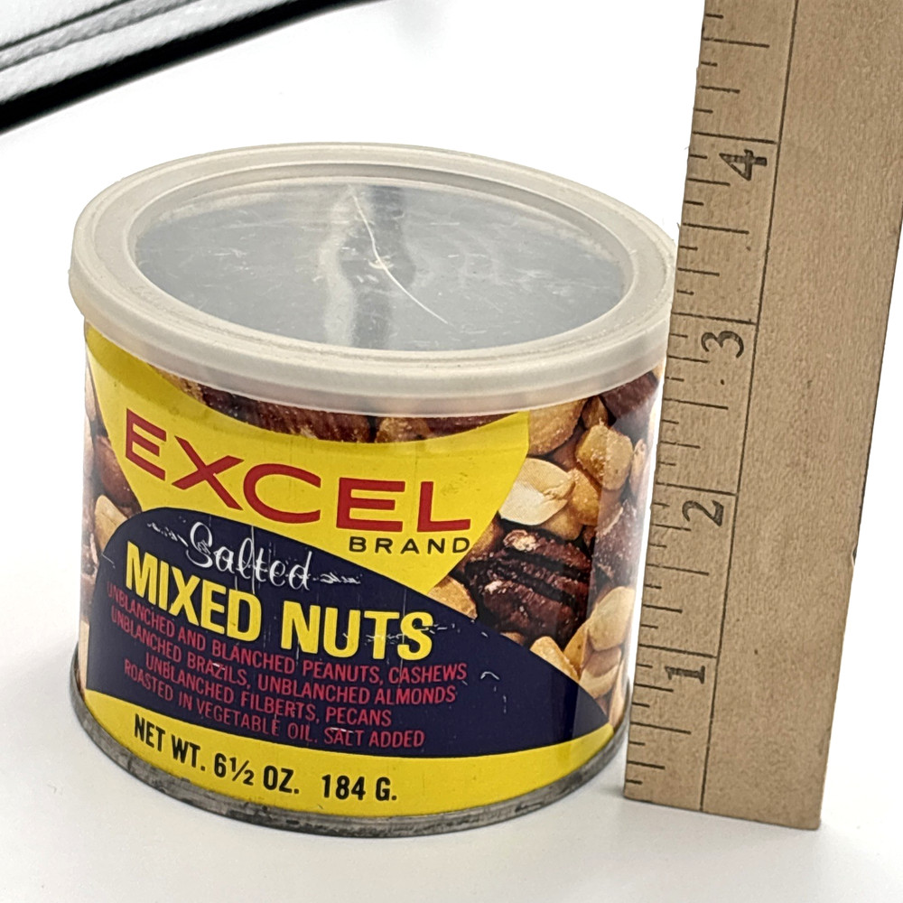 VTG Excel Brand Salted Mixed Nuts Can 6 1/2oz. with Lid (plastic split)