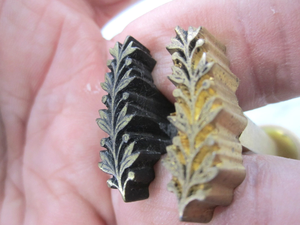 Brass Bookbinding Finishing Tool-Hand Stamp. Matching Pair. # 13