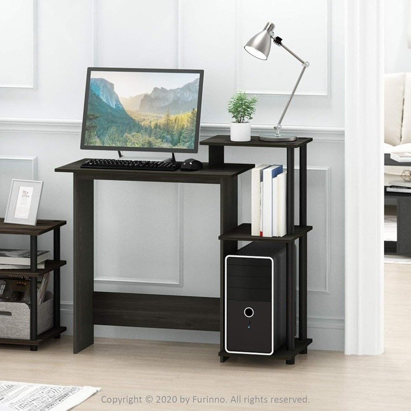 Compact Computer Desk W/ CPU Storage & Printer Shelf Easy Assembly Sturdy Dorm