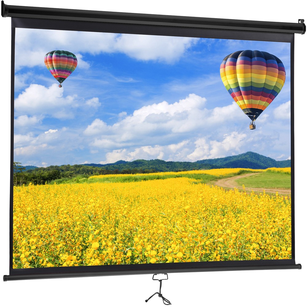 100" Projector Screen Manual Pull Down Projection Screen Theater 16:10 4K Black