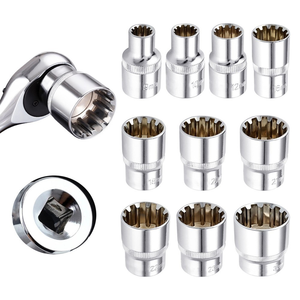 Versatile Slotted Ratchet or Extension Drive Locks 12 Point Socket Bit