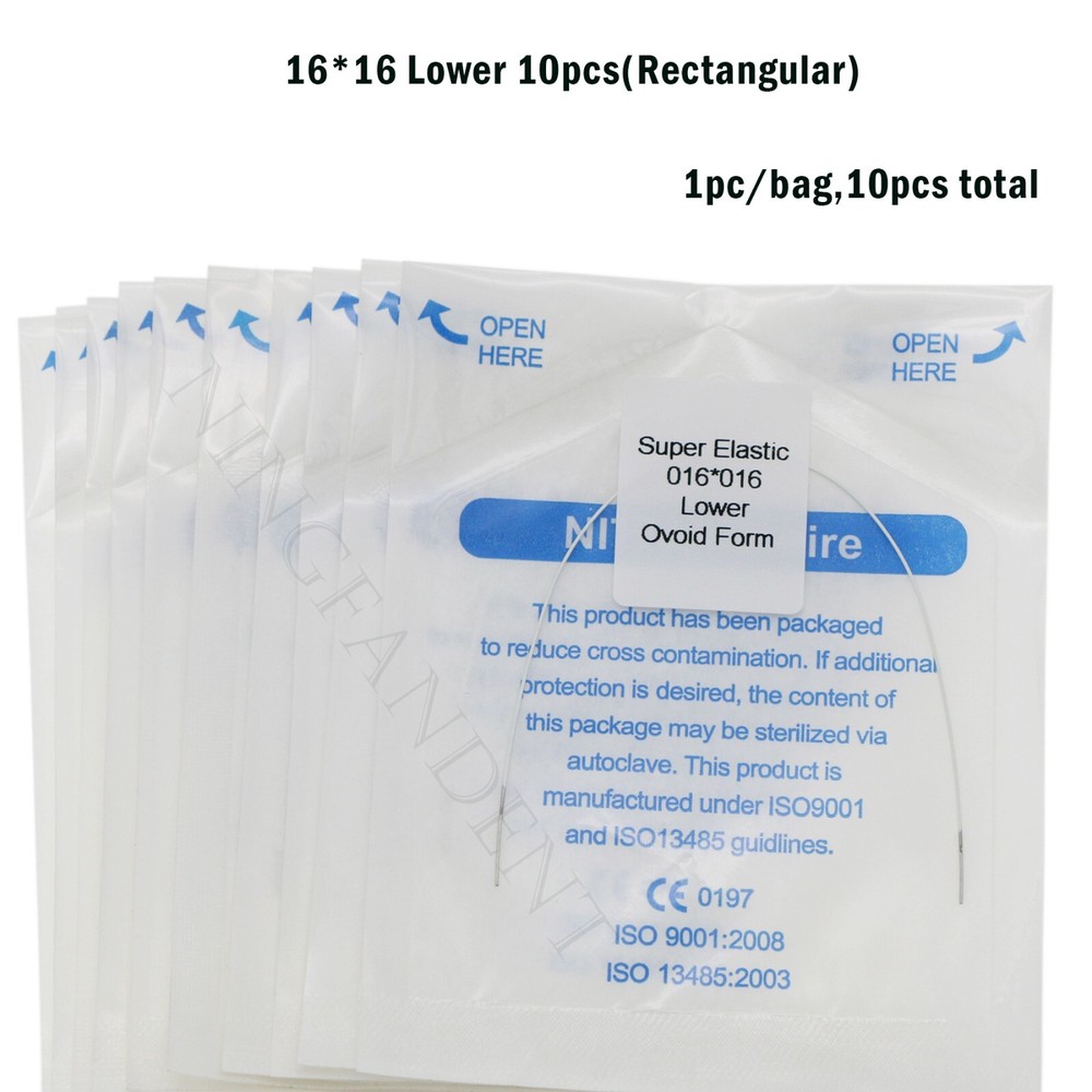 10Pcs Dental Orthodontic Arch Wires Super Elastic White Rectangular Ovoid Form