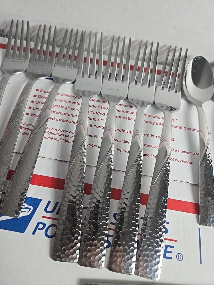FLATWARE 19 pieces PFALTZGRAFF stainless LORING Hammered Flatware
