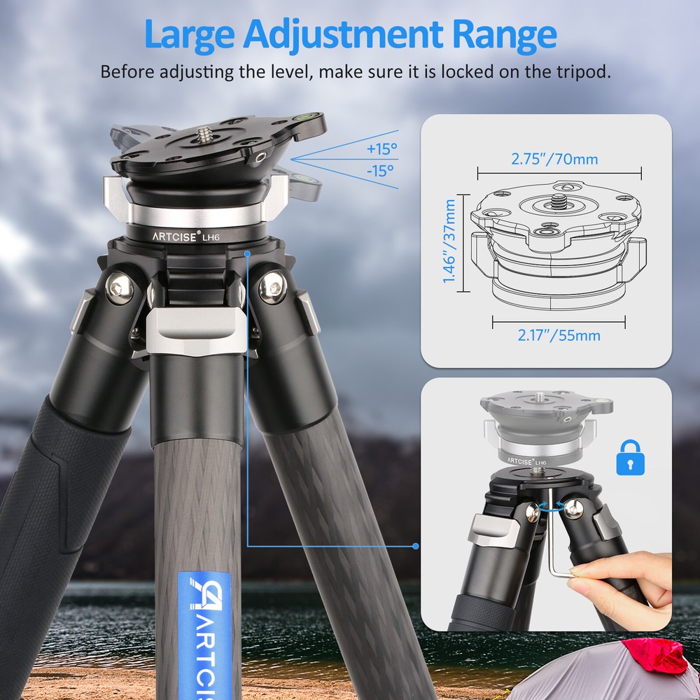 ARTCISE 70mm Panoramic Leveling Base Tripod Head W/ Butterfly Handle 44 lbs