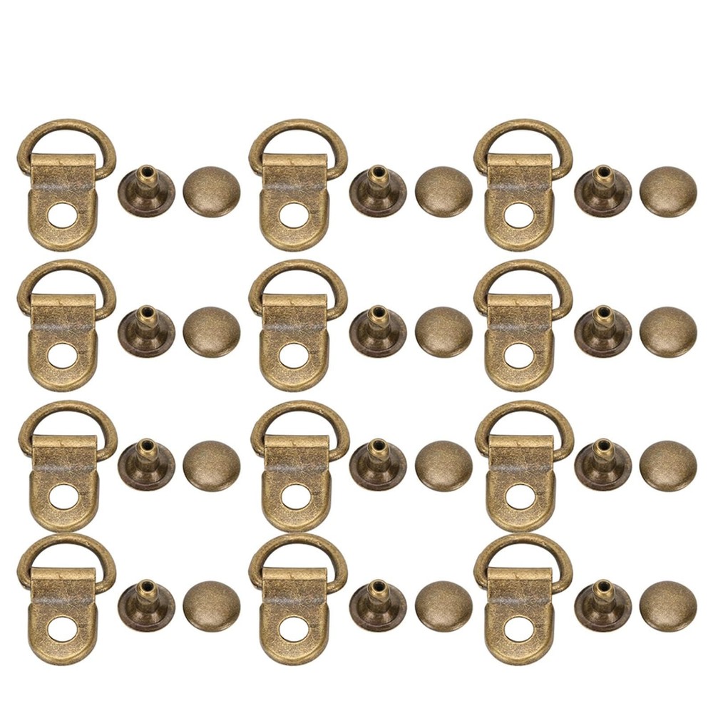 Shoe Boot Lace Hooks, 100 Sets D-Ring Eyelets with Rivets, Brass Bronze