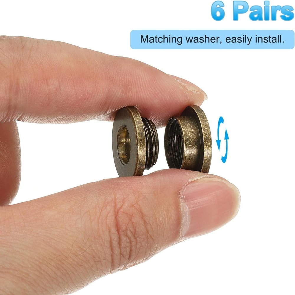 PATIKIL 8mm Solid Brass Eyelets Grommets w/ Washer Bronze 6pc