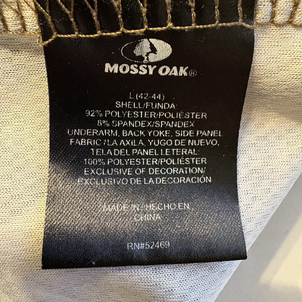 Mossy Oak Camouflage Shadow Grass Blades Pullover 1/4 Button Men's Large EUC