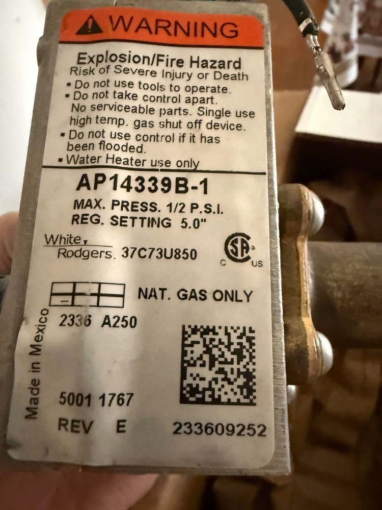 Protech SP14339B Gas Control Thermostat for Rheem, open box w free priority ship