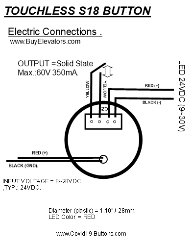 KONE elevator CONTACT-LESS Buttons QTY 2pcs , SMARTWISE ENGINEERING