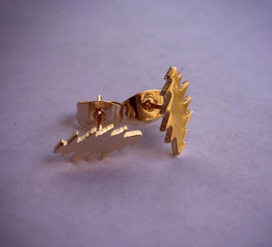 Gold Dead Bolt Stud Earrings