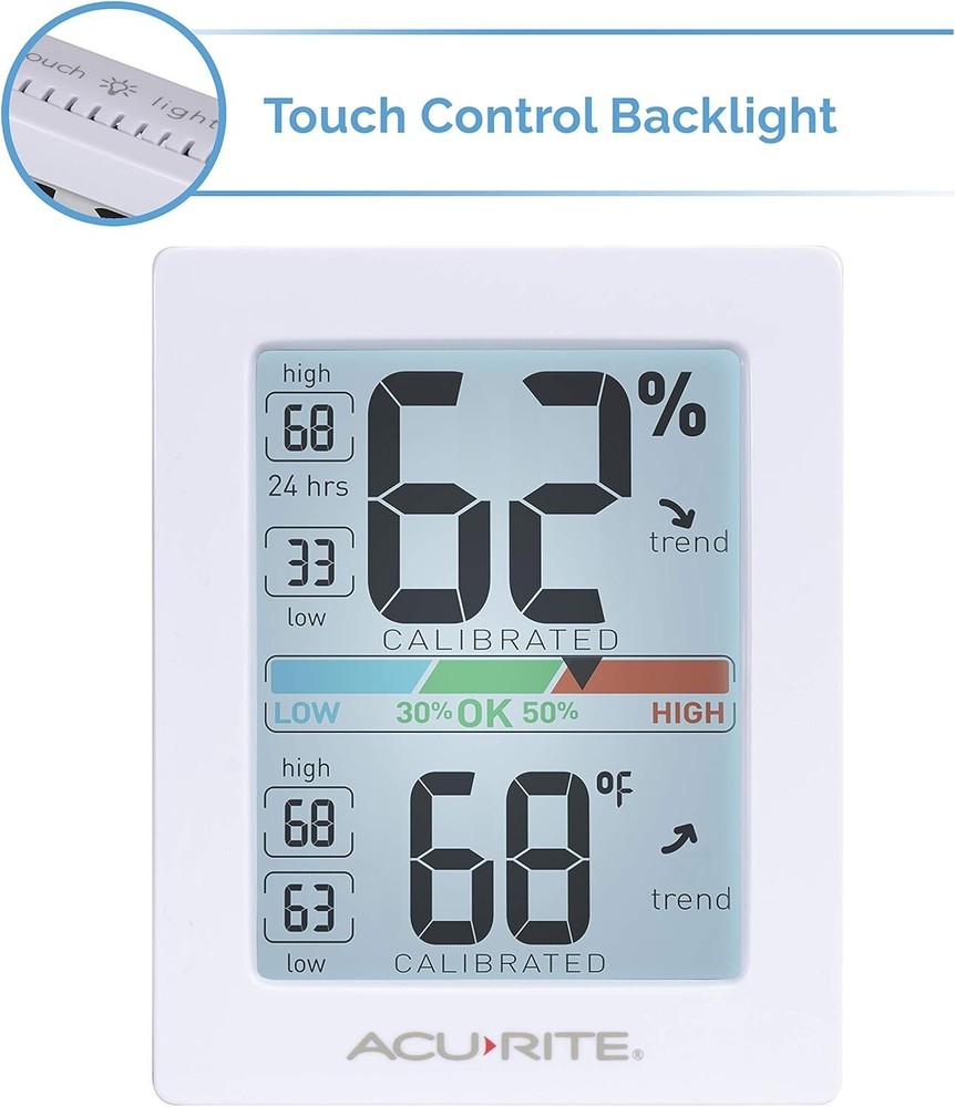 Professional Hygrometer & Thermometer with Record Keeping and Backlight Feature