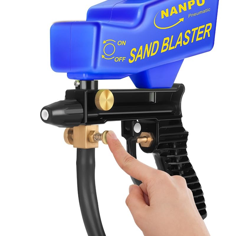 Light-Duty Air Sandblaster Gun Kit with Siphon & Gravity Feed, Ceramic Nozzle...