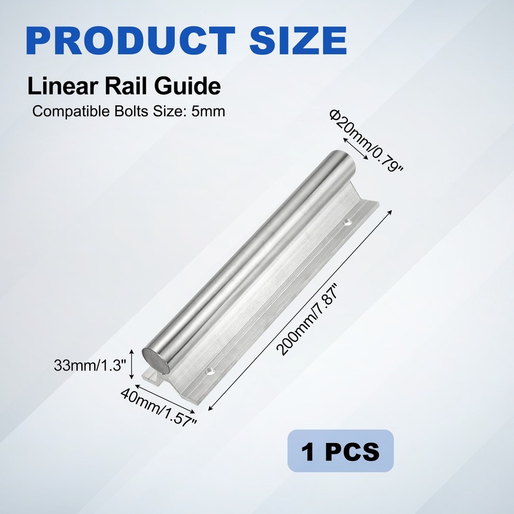 SBR20 200mm Linear Rail Guide, Fully Supported Linear Rail Shaft Rod for DIY