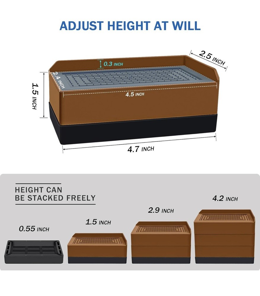 Furniture Risers Rectangle Adjustable Risers Blocks for Bed Sofa Table and Co...