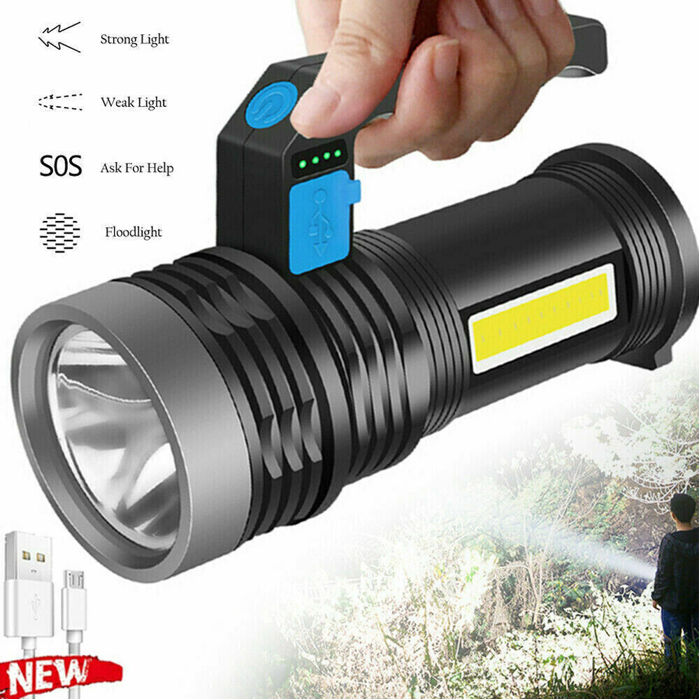 High Powered LED Flashlight Super Bright Torch USB Rechargeable Lamp