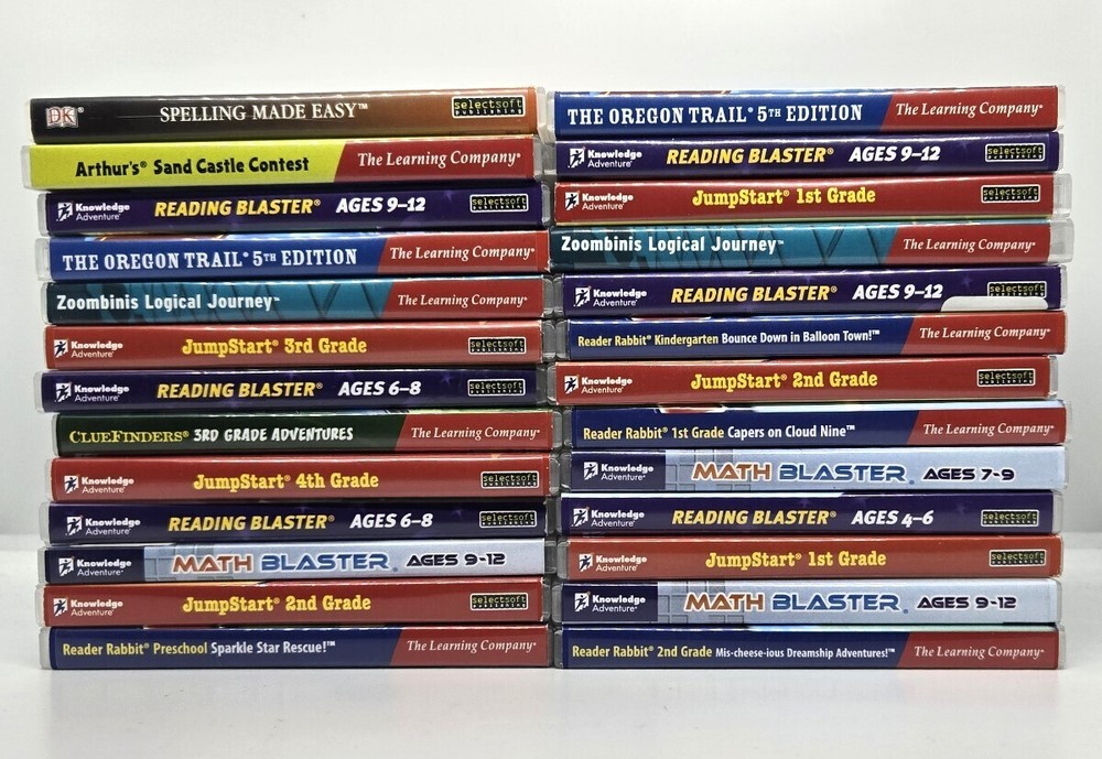 Kids Edutainment Childrens Software JumpStart Cluefinders Reader Rabbit & More